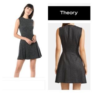 THEORY Grey Wool Blend Peplum Dress